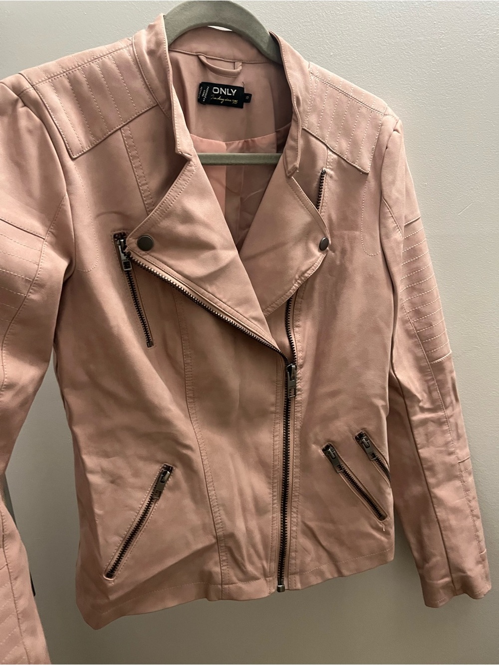 ONLY Dusty Rose Faux Leather Moto Jacket
